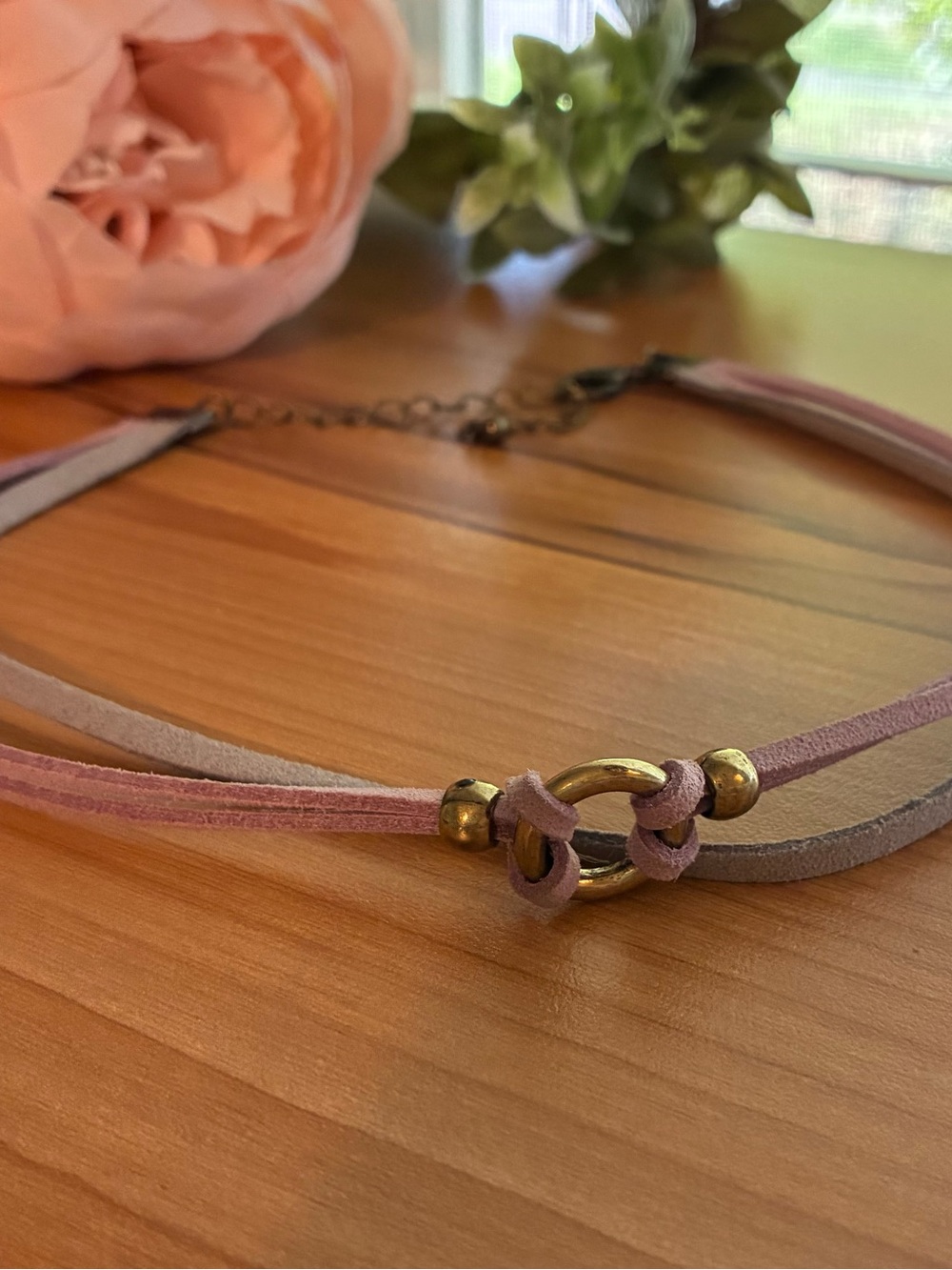 Torrid Suede Double-Strand Knot Choker in Light Pink and Gray
